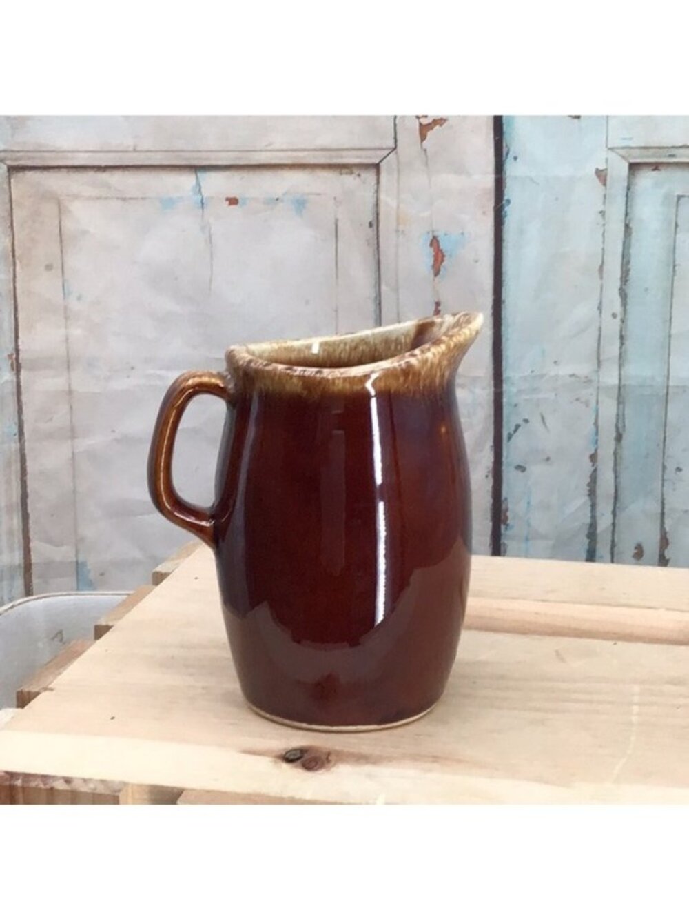 Vintage Hull Pottery Brown Drip Glaze Ceramic Pitcher 5" Made In USA
